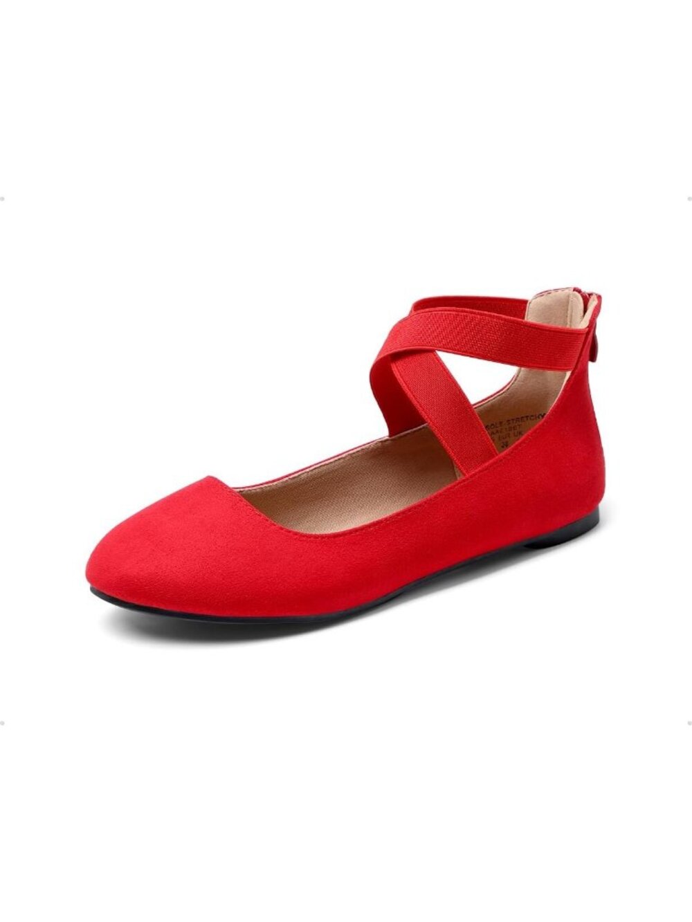 Women's Red Ankle Straps Fashion Elastic Elegant Flexible Flats Dress Shoes